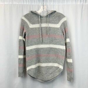 Cloud Chaser Womens Pullover Sweater Multicolor Striped Long Sleeve Hooded XS